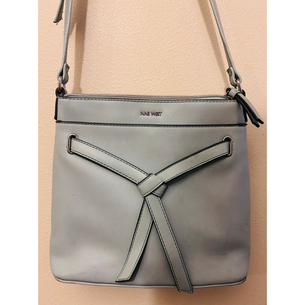 Nine West Crossbody Bag Women Small Light Blue Good Knot Detail Adjustable Strap